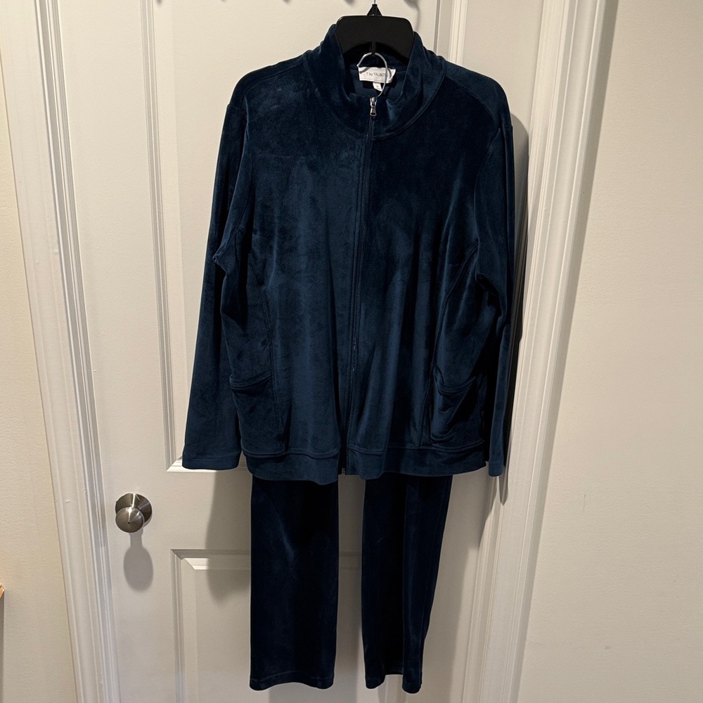 Jewel Tone | Talbots Deep Blue Velour 2-Piece Set